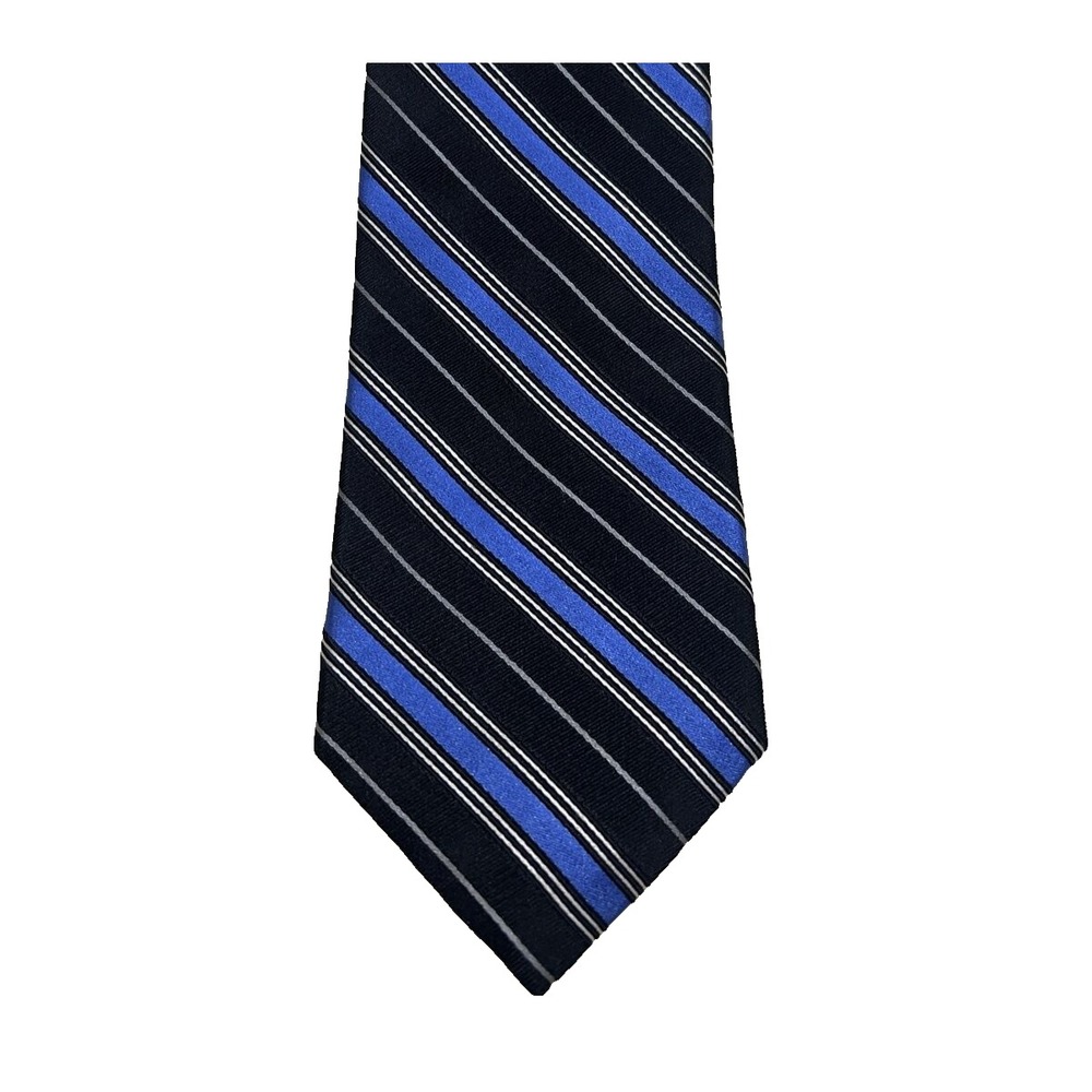 Daniel‎ Cremieux Tie Men's Silk Repp Black Blue Diagonal Stripe Striped USA